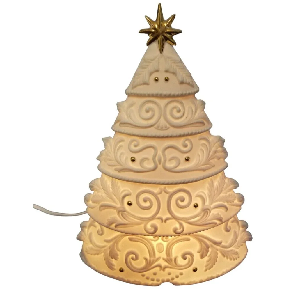 CHRISTMAS LIGHTED NATIVITY TREE 10 IN HIGH WHITE NIGHT LIGHT ELECTRIC CORD